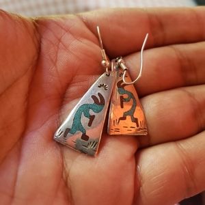 Crushed Stone Kokopelli Earrings